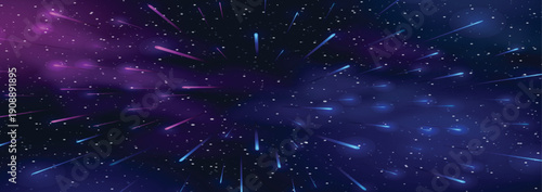 horizontal space background with realistic nebula stardust