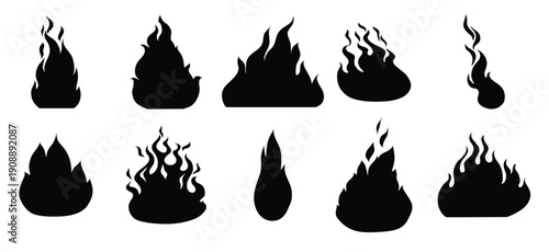 fire flames silhouettes collection