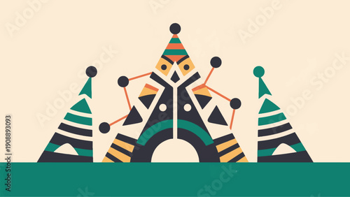 Abstract Aboriginal Culture Modern Pattern Illustration Vector Design Template 