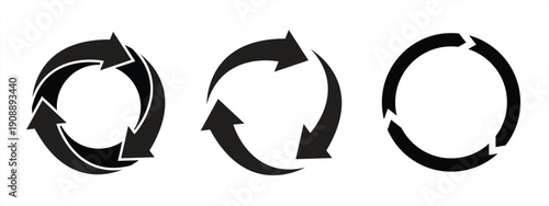 circle arrow icon set, containing refresh, rotation, reload, Repeat and more,  recycle symbol Vector illustration.