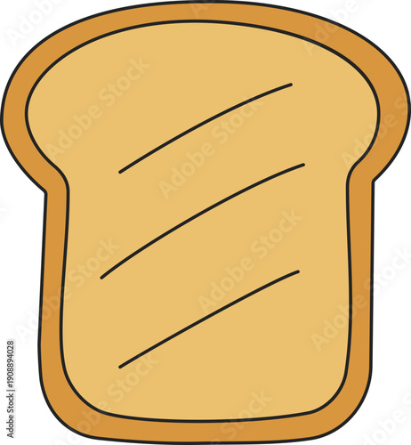 slice of toasted bread for breakfast menu and cafe in flat and doodle outlines style.