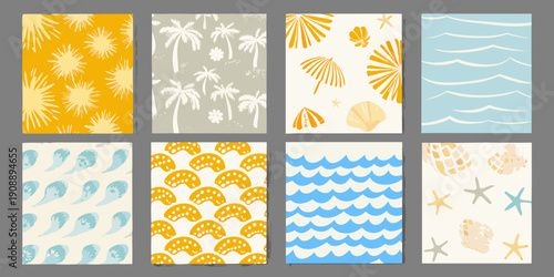 A collection of colorful summer themed patterned backgrounds and textiles