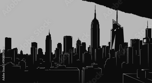 New York City Skyline Silhouette at Dusk