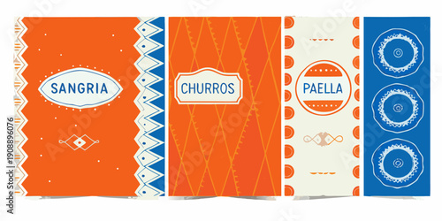 Colorful banner displaying traditional spanish cuisine and beverage options