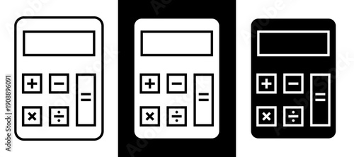 Calculator sign and symbol icon set