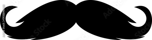 Minimal Mustache Icon Vector, Classic Gentleman Moustache Symbol, Retro Barber Style Facial Hair Logo Design, Simple Black Line Vintage Hipster Emblem for Grooming Branding with transparent background