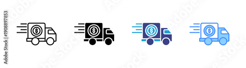 Shipping Cost icon set multiple style collection