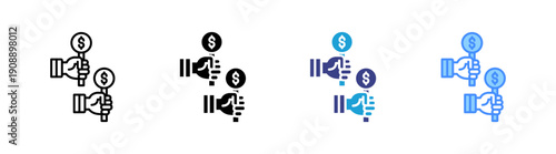 Bidding icon set multiple style collection