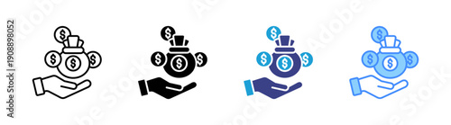 Paying icon set multiple style collection