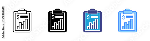 Financial Report icon set multiple style collection