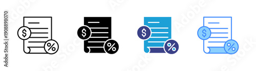 Receipt icon set multiple style collection