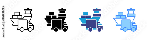 Transportation icon set multiple style collection