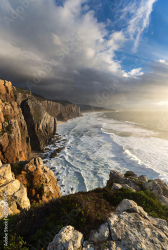 waves crashing on rocks