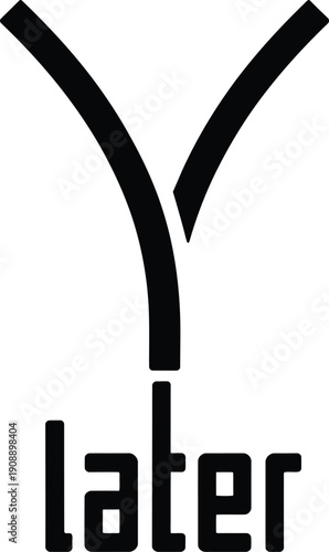 Black stylized letter Y with the word later underneath in a bold font