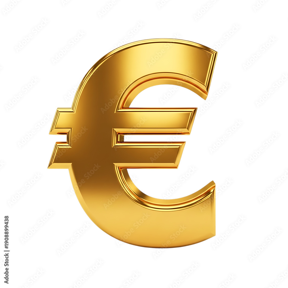 Fototapeta premium Golden Euro Symbol isolated on transparent background