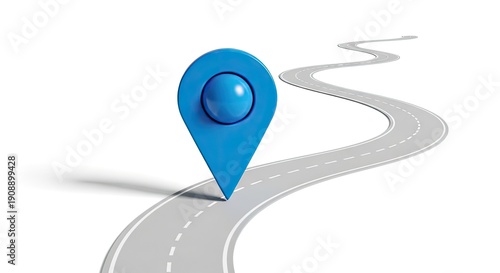 Wallpaper Mural Navigating through the winding road with precision and direction indicated by the blue location pin Torontodigital.ca