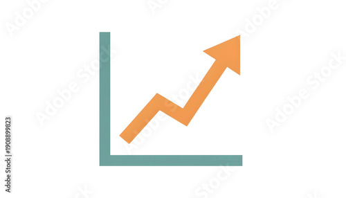 Minimal flat business icon, growth chart with upward arrow, isolated on transparent background, clean modern design, no text, no logo, high resolution PNG.