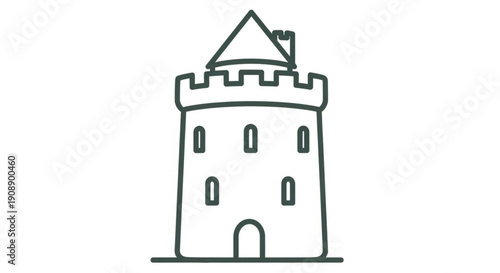 Simple Line Drawing of a Castle or Fortress