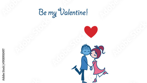 Couple vector illustration of romantic lovers on Valentine's Day