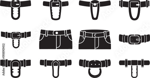 Collection of various belt buckles and straps designs