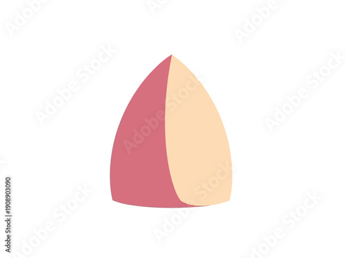 A single makeup sponge with a pointed tip and rounded base.