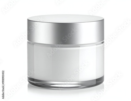 Small, clear jar with a white interior and a silver cap. Ideal for cream or skincare product
