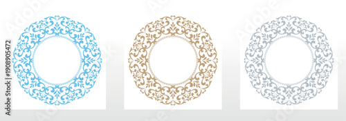 Set of decorative frames Elegant vector element for design in Eastern style, place for text. Floral colored frames. Lace illustration for invitations and greeting cards