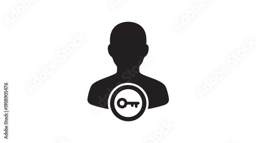 Black User Profile Key Access Icon Vector