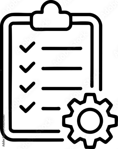 Checklist Settings Line Icon – Task Management, Workflow and System Control Symbol