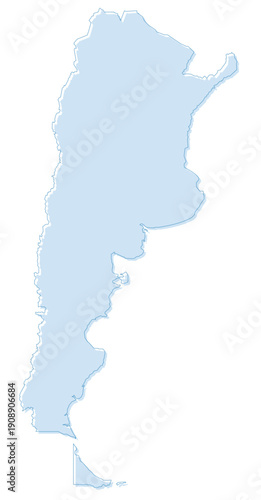 Soft Blue Simple with Outline Argentina Map American Country