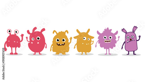 Monsters vector illustration of colorful cartoon characters with big eyes