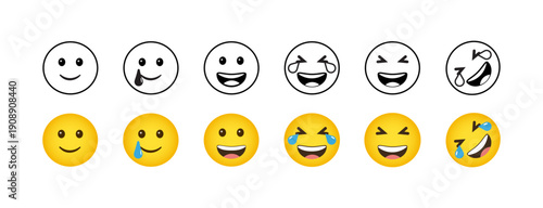 Vector set of different customizable emoji reaction icons for user feedback and ratings