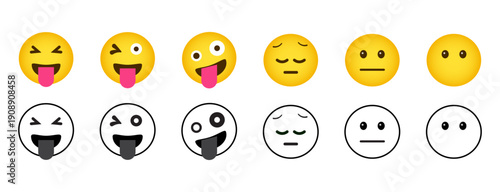 Vector set of different reaction icons for user feedback and rating