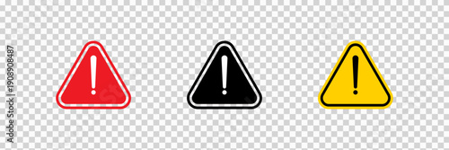 warning danger icon. Caution alarm alert set, triangle warn sign , attention vector icon, red yellow black color