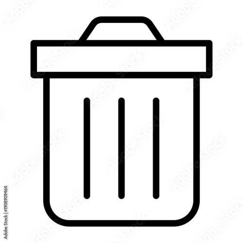 A minimalist line icon of a trash bin representing delete and remove actions