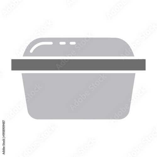 Grey Plastic Container with Lid Illustration.