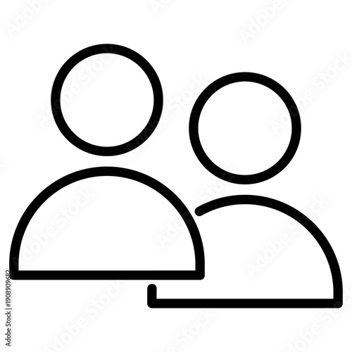 A linear icon showing two people representing a following or community