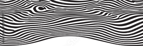 Abstract Black and White Zebra Stripe Topographic Wave Pattern Background with Optical Illusion Distortion