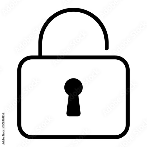 Simple line icon of a closed padlock representing security and protection