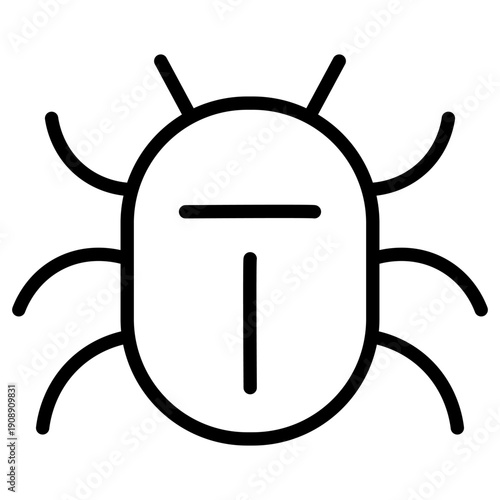 Line icon of a bug or beetle representing a computer virus or software bug