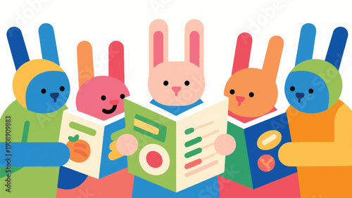 Illustration Of A Rabbit Reading Nutritional Information On Food Packaging Vector Design Template