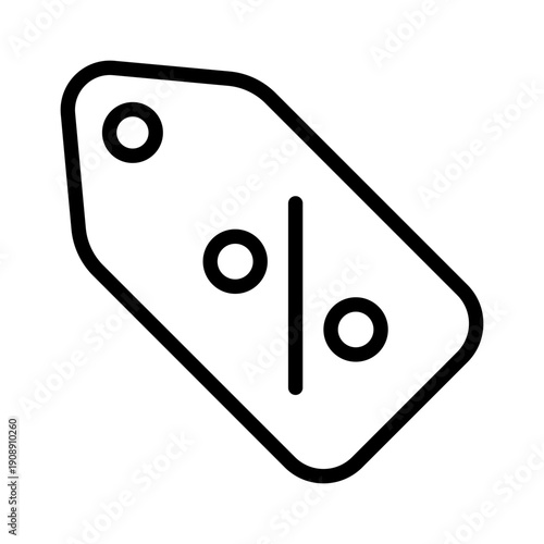 Line icon of a price tag with a percentage symbol indicating a sale or promotional offer