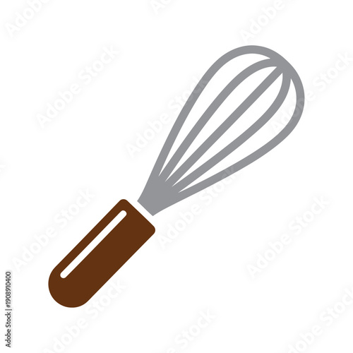 Kitchen Whisk with Brown Handle Illustration.