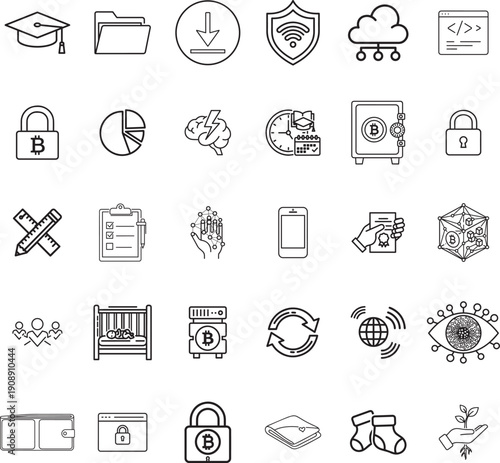  Icons set including human organs and healthcare symbols