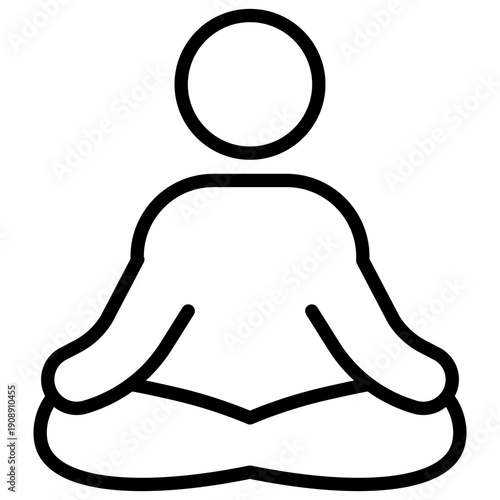 Minimalist line icon of a person in a lotus pose representing mindfulness and meditation