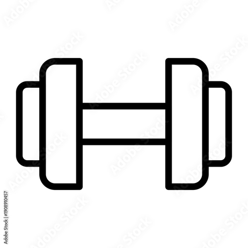 Minimalist line icon of a dumbbell representing physical exercise and strength training