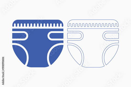 Illustration of baby diapers with distinct designs on a white background from a front viewpoint