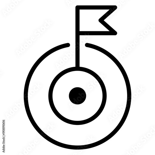 A symbolic line icon of a target with a flag in the center representing the achievement of wellness goals