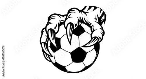 Powerful eagle claws grasping soccer ball symbolizing fierce competition and dominance in intense sports games dynamic action