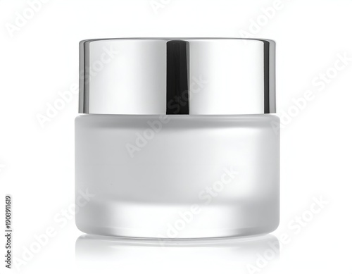 Wallpaper Mural A frosted glass jar with a reflective silver lid, set against a plain white background Torontodigital.ca